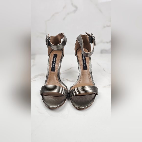 BCBGMaxAzria Shoes - BCBGMAXAZRIA Lucy Pewter‎ Stiletto Sandal Heel NEW IN BOX SIZE 9.5